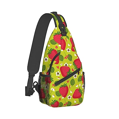 Cross-Brusttasche, diagonal, Erdbeerblume, Laufgürteltasche, Gürteltasche mit verstellbarem Riemen, für Damen und Herren, freihändige Geldbörse, Hüfttasche von KazUp