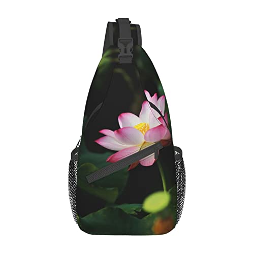 Cross-Brusttasche, diagonale Lotusblume, Laufgürteltasche, Gürteltasche mit verstellbarem Riemen, für Damen und Herren, freihändige Geldbörse, Hüfttasche von KazUp