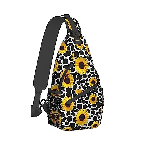 Cross-Brusttasche, diagonale Sonnenblume, Kuh-Lauf-Fanny-Pack-Gürteltasche mit verstellbarem Riemen für Damen und Herren, freihändige Geldbörse, Hüfttasche von KazUp