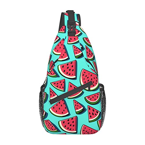 Cross-Brusttasche, diagonale niedliche Wassermelonen-Lauf-Fanny-Pack-Gürteltasche mit verstellbarem Riemen für Damen und Herren, freihändige Geldbörse, Hüfttasche von KazUp