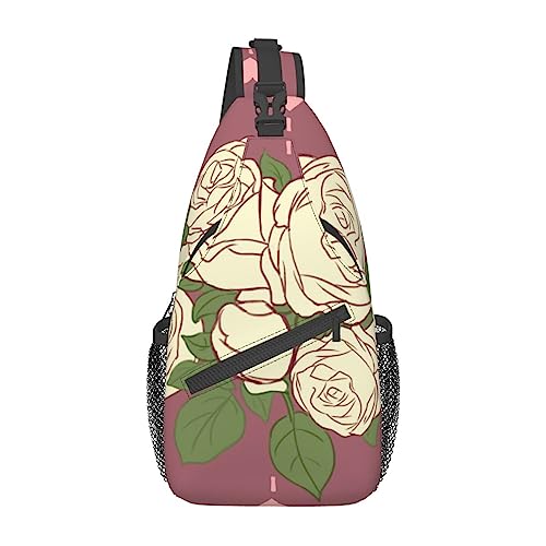 Cross-Brusttasche, diagonale weiße Rose der Liebe, Laufgürteltasche, Gürteltasche mit verstellbarem Riemen, für Damen und Herren, freihändige Geldbörse, Hüfttasche von KazUp