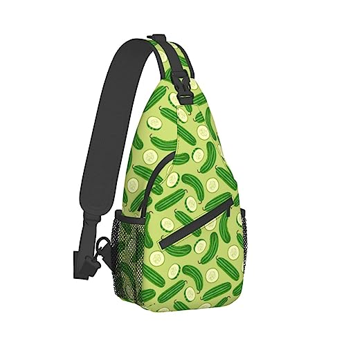 Cross-Brusttasche, diagonales Cartoon-Gurken-Lauf-Fanny-Pack-Gürteltasche mit verstellbarem Riemen für Damen und Herren, freihändige Geldbörse, Hüfttasche von KazUp