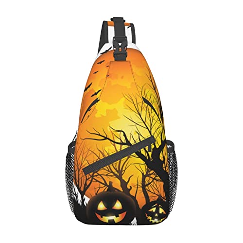 Cross-Brusttasche, diagonales Halloween-Kürbis-Motiv, Gürteltasche mit verstellbarem Riemen für Damen und Herren, freihändige Geldbörse, Hüfttasche von KazUp