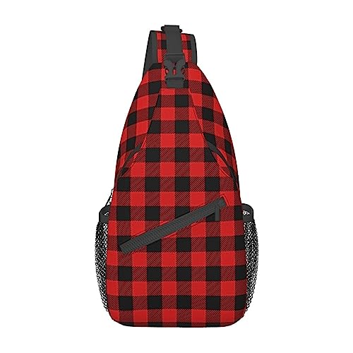 Cross-Brusttasche Diagonal Christmas Buffalo Plaid Xmas Running Fanny Pack Gürteltasche mit verstellbarem Riemen von KazUp