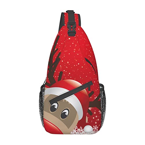 Cross-Brusttasche Diagonal Merry Christmas Cute Cartoon Elched Running Fanny Pack Gürteltasche mit verstellbarem Riemen von KazUp