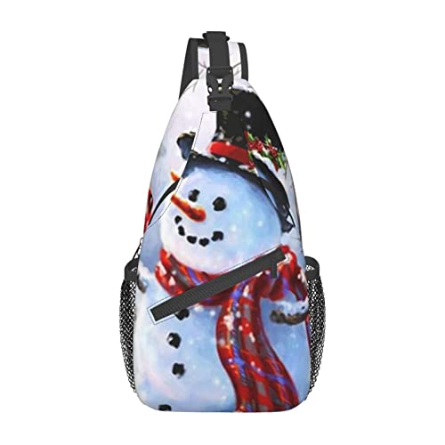 Cross-Brusttasche Diagonal Merry Christmas Snowman and Birded Running Fanny Pack Gürteltasche mit verstellbarem Riemen von KazUp