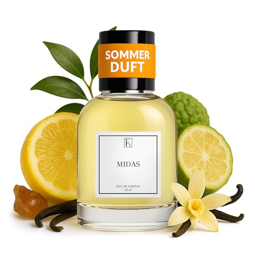 KAZAAR - MIDAS - 50ml - Eau de Parfum für Herren & Damen - Fruchtige Duftnoten von Zitrusfrüchten & warmer Ambra - mit 20% Parfümöl bis zu 8h lang anhaltender Duft - aus Schweizer Manufaktur von Kazaar