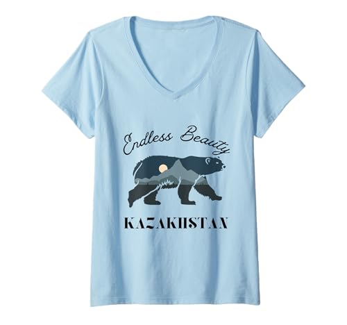 Damen Endless Beauty Kasachstan Outfit Urlaub Kasachstan T-Shirt mit V-Ausschnitt Damen Endless Beauty Kasachstan Outfit Urlaub Kasachstan T-Shirt mit V-Ausschnitt von Kazakhstan Endless Beauty