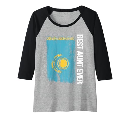 Damen Best Kasachh Aunt Ever Kasachstan Auntie Apparel Raglan Damen Best Kasachh Aunt Ever Kasachstan Auntie Apparel Raglan von Kazakhstan Flag Designs Proud Kazakh Roots