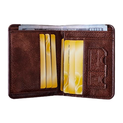 Kazuko Kartenetui aus PU-Leder, Kartenetui,Tragbare Kurze Herren-Geldbörse, RFID-blockierende Geldbörse - Vintage Herren-Clutch-Geldbörse mit Mehreren Kartenfächern, Kurze Brieftasche von Kazuko