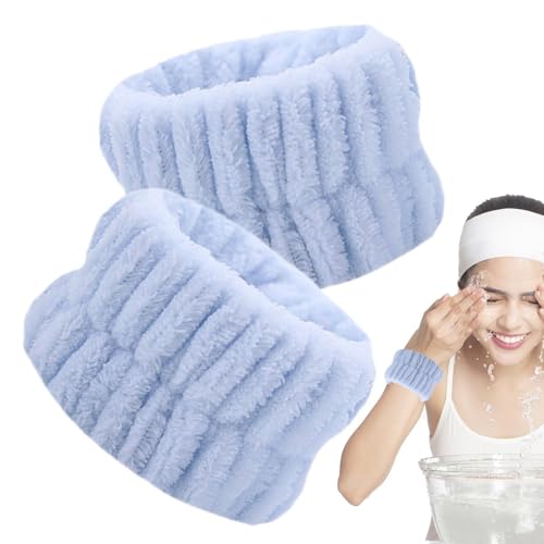 Handgelenk-Spa-Waschband – 2 Korallen-Fleece-Spa-Armbänder, saugfähig, Damen-Gesichtswäsche, Spa-Armbänder, Handgelenktücher zum Waschen des Gesichts, Haargummis für Frauen, Yoga, Frauen, Übung von Kbnuetyg