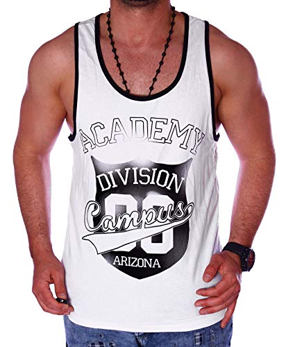 Herren Tanktop Sommer Tank Top T-Shirt Ärmellos Shirt Achselshirt Urlaub Strand Fitness T.1.20 (M, Weiß (1039)) von Kc-1981