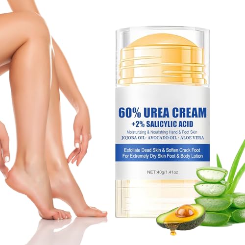 Feuchtigkeitsspendende und rissfreie Fußcreme, 60% Urea-Feuchtigkeitscreme für rissige Fersen, trockene Füße, Knie, Ellbogen und Hände, Fußreparaturcreme für Damen und Herren, 40 g (2) von KcLpt