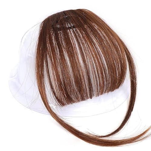 Kcabrtet Haarspange Mit Pony, Haarverlängerung, Pony, Französischer Pony, Fransen Mit Schläfen, Haarteile Für Mädchen, Zum Anklippen, Gebogener Pony(Light brown) von Kcabrtet