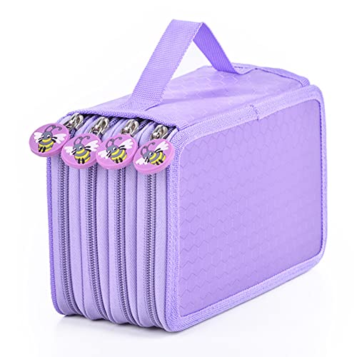 Kcabrtet Slots Buntstift-Organizer – Deluxe-Federmäppchenhalter Mit Abnehmbarem Griff, Riemen, Große Bleistiftbox Für Buntstifte, Aquarellstifte(Lila) von Kcabrtet