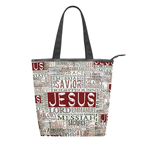 Jesus religiöse Wörter Frauen Canvas Tote Bag rot weiß schwarz Mädchen Groß Schulbuch Schulter Griff Shopping Laptop Organizer Taschen Handtasche für Schulen Strand Reisen Arbeit Gym Alltag von Kcldeci