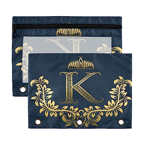 Kcldeci 2 Pack Pencil Pouch for 3 Ring Binder, Monograms K Letter Binder Pencil Pouch Pencil Case Pencil Bag Pouch Bulk for Home, Office, School Supplies, Mehrfarbig, 9.8*7*0.1inch/ 25*18*0.5cm von Kcldeci