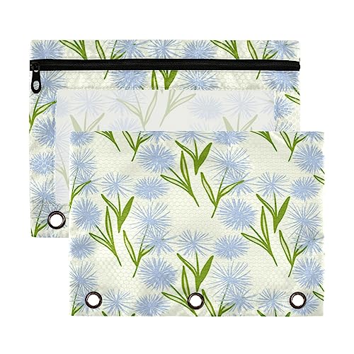 Kcldeci 2 Stück Federmäppchen für 3-Ringordner, Löwenzahn Doodle Binder Federmäppchen Federmäppchen Federmäppchen Beutel Bulk für Zuhause, Büro, Schulbedarf, Mehrfarbig, 9.8*7*0.1inch/ 25*18*0.5cm von Kcldeci