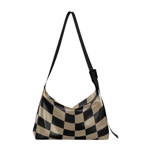 Kcldeci Allzweck-Sporttasche, Tragetasche, geometrische Farbe und schwarz kariert, Sporttaschen, Bauchtaschen, Handtaschen, Crossbody-Taschen, mehrfarbig, Einheitsgröße von Kcldeci