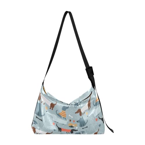 Kcldeci Allzweck-Sporttasche, Tragetasche, niedlich, lustige Hunde und Knochen, Sporttaschen, Bauchtaschen, Handtaschen, Crossbody-Taschen, mehrfarbig, Einheitsgröße von Kcldeci