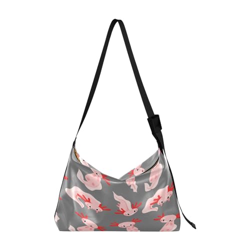 Kcldeci Allzweck-Sporttaschen, Tragetaschen, Pink, Axolotl, Meerestier-Sporttaschen, Bauchtaschen, Handtaschen, Crossbody-Taschen, mehrfarbig, Einheitsgröße von Kcldeci