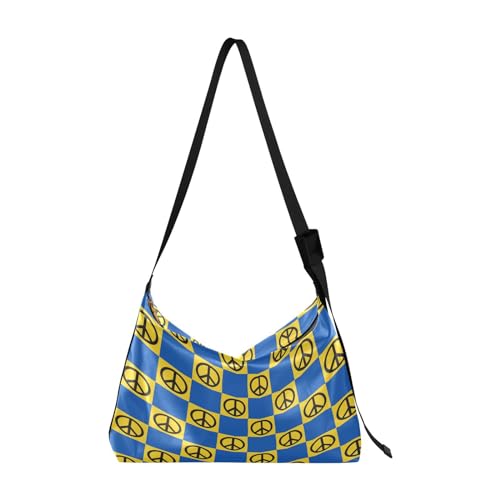 Kcldeci Allzweck-Sporttaschen, Tragetaschen, Ukraine-Flagge, kariert, Gelb und Blau, Sporttaschen, Bauchtaschen, Handtaschen, Crossbody-Taschen, mehrfarbig, Einheitsgröße von Kcldeci