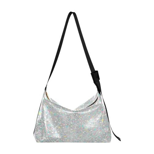 Kcldeci Allzweck-Sporttaschen, Tragetaschen, silberfarbene Glitzer-Textur, Sporttaschen, Bauchtaschen, Handtaschen, Crossbody-Taschen, mehrfarbig, Einheitsgröße von Kcldeci