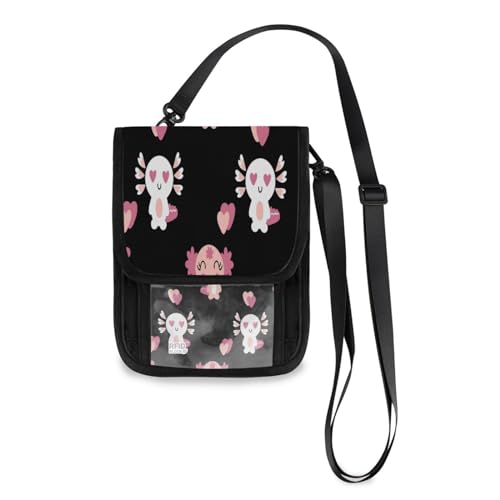 Kcldeci Axolotls Reisebrieftaschen, Geldbörsen, Handytaschen, Crossbody-Taschen, Valentinstag, Reisepasstasche für Damen und Herren, mehrfarbig, Einheitsgröße, Casual von Kcldeci