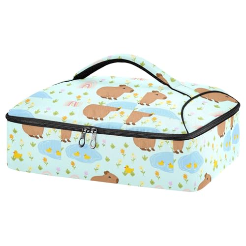 Kcldeci Capybara Isolierte Thermo-Tragetasche für heiße oder kalte Speisen, isolierte Tragetasche für Potluck Cookouts Partys, Picknick, Lasagne Lugger, mehrfarbig, Einheitsgröße, Zuhause von Kcldeci