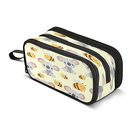 Kcldeci Federmäppchen, Koala Bienen, Frühling, Sommer, großes Federmäppchen, Stifteetui, Schreibwaren, Büro, Reisen, Make-up-Organizer für Erwachsene, Damen, Herren, Mehrfarbig, 8.86*3.54*4.33in von Kcldeci