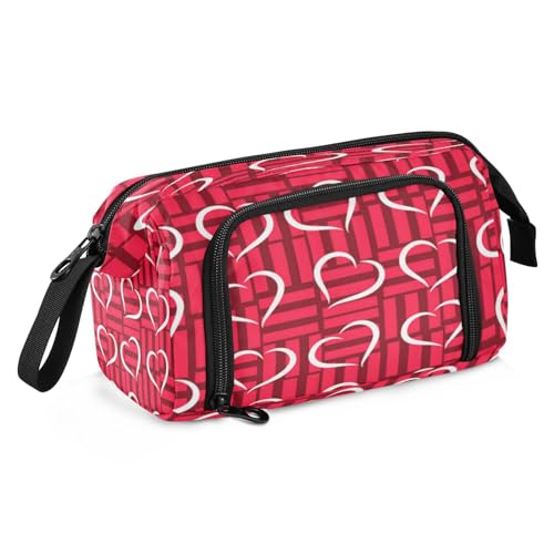 Kcldeci Federmäppchen, Valentinstag, das menschliche Herz, Liebe, Federmäppchen, Organizer, Schreibwarentasche mit Griff für Büro, Organizer, ästhetische Federmäppchen, Mehrfarbig, 9.4*3.7*5.9in von Kcldeci