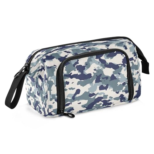 Kcldeci Federmäppchen, modisch, blau, weiß, Camouflage, großes Fassungsvermögen, Stifteetui für Schule, Teenager, Mädchen, Jungen, Männer, Frauen, Mehrfarbig, 9.4*3.7*5.9in von Kcldeci