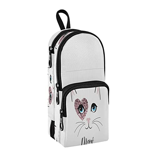 Kcldeci Federmäppchen Stifthalter Stifttasche Katze mit blauen Augen Rosa Glitzer Herz Make-up Kosmetiktasche Tasche Büro Aufbewahrung Organizer für Frauen Männer Kcldeci Federmäppchen Stifthalter Stifttasche Katze mit blauen Augen Rosa Glitzer Herz Make-up Kosmetiktasche Tasche Büro Aufbewahrung Organizer für Frauen Männer von Kcldeci