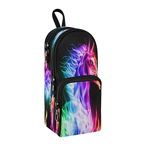 Kcldeci Federmäppchen Stifthalter Stifttasche Regenbogen Galaxy Pferd Make-up Kosmetiktasche Tasche Büro Aufbewahrung Organizer für Frauen Männer von Kcldeci