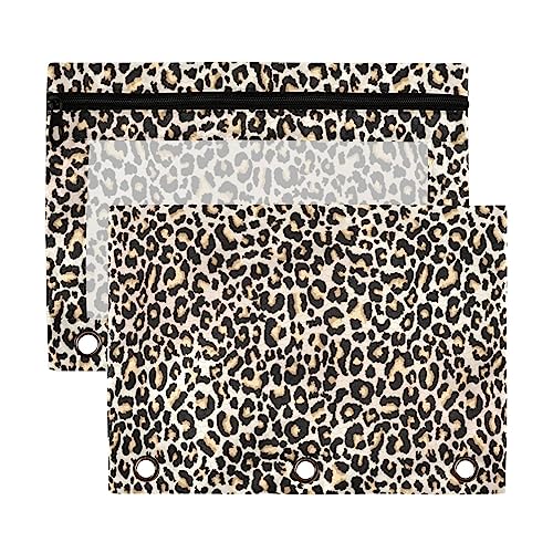 Kcldeci Federmäppchen für 3-Ringordner, Leopardenmuster, schwarze Punkte, 2 Stück, mit Reißverschluss und verstärkten Ösen, Federmäppchen für Ordner Kcldeci Federmäppchen für 3-Ringordner, Leopardenmuster, schwarze Punkte, 2 Stück, mit Reißverschluss und verstärkten Ösen, Federmäppchen für Ordner von Kcldeci