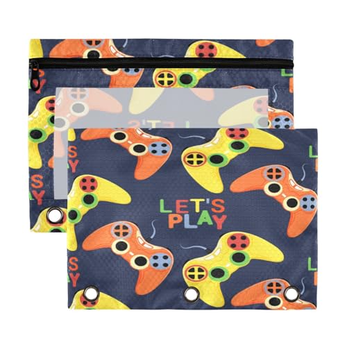 Kcldeci Federmäppchen mit 3 Ringen, Federmäppchen mit Reißverschluss, für 3-Ringbuch, Joystick-Player, Orange und Gelb, 2 Stück Kcldeci Federmäppchen mit 3 Ringen, Federmäppchen mit Reißverschluss, für 3-Ringbuch, Joystick-Player, Orange und Gelb, 2 Stück von Kcldeci