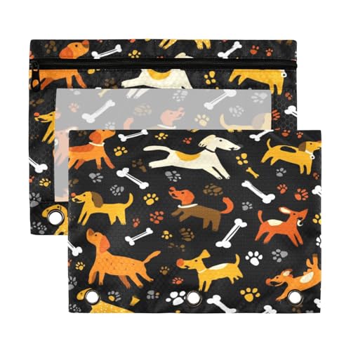 Kcldeci Federmäppchen mit Cartoon-Hundeknochen für 3-Ringbuch, Federmäppchen mit Reißverschluss, transparentes Federmäppchen, Büro, Schreibwaren, Schul-Organizer von Kcldeci