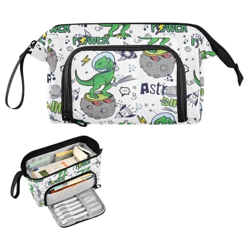 Kcldeci Federmäppchen mit Dinosaurier-Motiv im Weltraum für Jungen und Mädchen, großes Federmäppchen mit Reißverschluss, Teenager, große Aufbewahrungs-Bleistiftbox für Schule, Büro, Mehrfarbig, 9.4 von Kcldeci