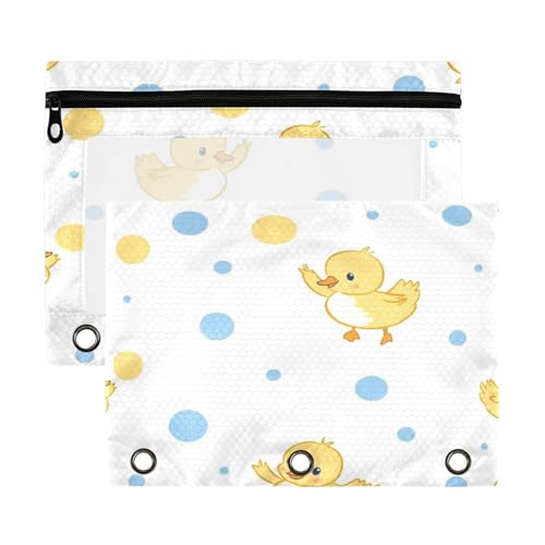 Kcldeci Federmäppchen mit Enten-Design für 3-Ringbuch, Federmäppchen mit Reißverschluss-Aufbewahrungstasche, transparentes Stifteetui, Büro, Schreibwaren, Schule, Organizer von Kcldeci