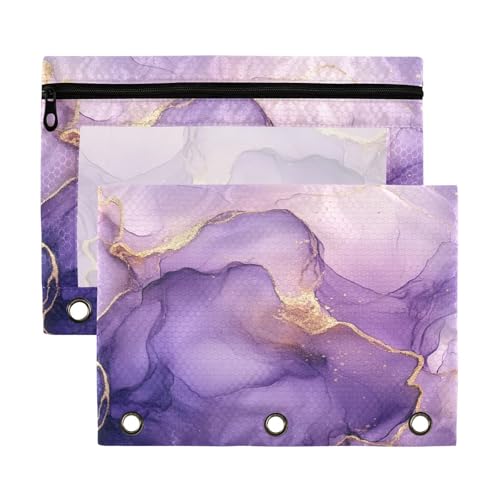 Kcldeci Federmäppchen mit Marmor-Textur, für 3-Ringbuch, Federmäppchen mit Reißverschluss-Aufbewahrungstasche, transparentes Stifteetui, Büro, Schreibwaren, Schule, Organizer von Kcldeci