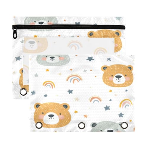 Kcldeci Federmäppchen mit Regenbogenmotiv für 3-Ring-Ordner, Federmäppchen mit Reißverschluss-Aufbewahrungstasche, transparentes Stifteetui, Büro, Schreibwaren, Schule, Organizer von Kcldeci