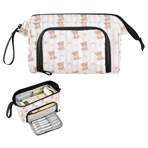 Kcldeci Federmäppchen mit Teddybär mit rosa Schleife für Jungen und Mädchen, großes Federmäppchen für Erwachsene, mit Reißverschluss, Teenager, große Aufbewahrungs-Bleistiftbox für Schule, Büro Kcldeci Federmäppchen mit Teddybär mit rosa Schleife für Jungen und Mädchen, großes Federmäppchen für Erwachsene, mit Reißverschluss, Teenager, große Aufbewahrungs-Bleistiftbox für Schule, Büro von Kcldeci