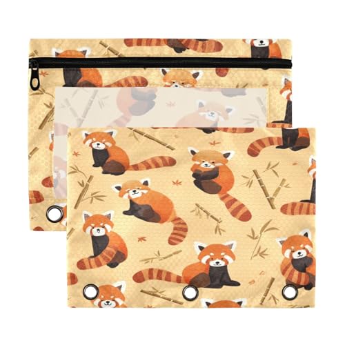Kcldeci Federmäppchen mit niedlichem Pandas-Design für 3-Ringbuch, Federmäppchen mit Reißverschluss, transparentes Federmäppchen, Büro, Schreibwaren, Schul-Organizer von Kcldeci
