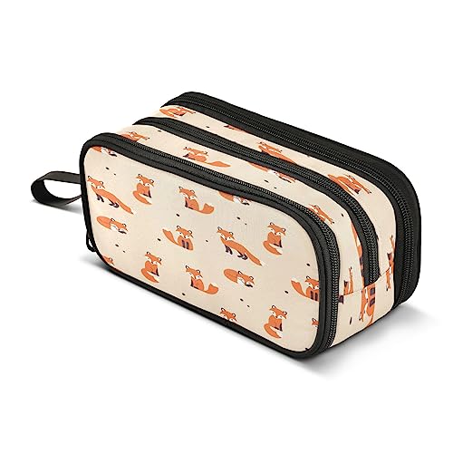 Kcldeci Federmappe, Fuchs Tier Big Pencil Pouch Pen Case Schreibwaren Büro Reise Make-up Organizer für Erwachsene Frauen Männer, Mehrfarbig, 8.86*3.54*4.33in von Kcldeci