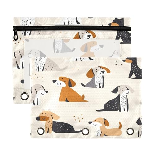 Kcldeci Forms of Dogs Federmäppchen für 3-Ringbuch, Federmäppchen mit Reißverschluss, transparentes Federmäppchen, Büro, Schreibwaren, Schul-Organizer von Kcldeci