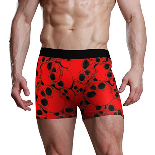 Kcldeci Herren Boxershorts mit Totenkopf-Motiv, Rot Gr. X-Large, mehrfarbig von Kcldeci