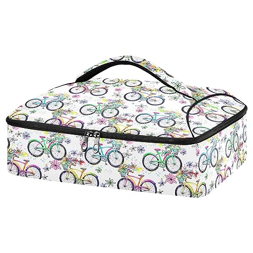 Kcldeci Isolierte Auflaufform Tragetasche Fahrrad Floral Food Carrier für heiße oder kalte Reisen, Potluck Partys, Picknick, Cookouts, Strand, mehrfarbig, Einheitsgröße, home von Kcldeci