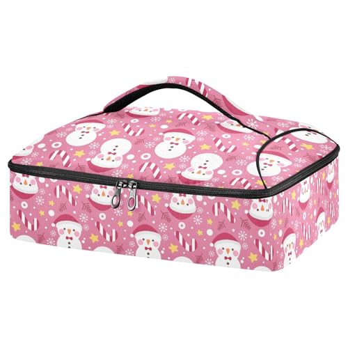 Kcldeci Isolierter Thermobehälter für heiße oder kalte Speisen, Motiv: Marry Christmas Tree Schneemann, für heiße oder kalte Speisen, isolierte Tragetasche für Potluck Cookouts, Partys, Picknick, von Kcldeci