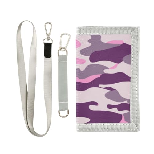 Kcldeci Kinder-Geldbörse, dreifach gefaltet, Militär, Camouflage, Violett, Outdoor-Sport, für Teenager, Geburtstag, Weihnachten, Geschenke, mehrfarbig, Einheitsgröße, Casual von Kcldeci