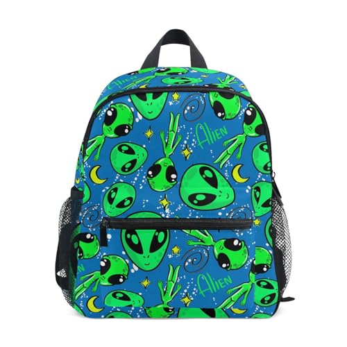 Kcldeci Kinder-Rucksack mit Alien-Weltraum-Muster (2) für Mädchen, Jungen, Kleinkinder, Vorschulrucksäcke, Schultasche, Büchertasche für Kinder von 3–6 Jahren, mehrfarbig, S von Kcldeci